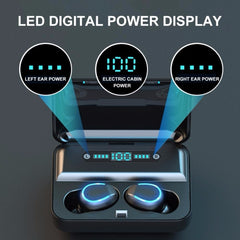F9-5 Intelligent Noise Cancelling Touch Bluetooth Earphone with Charging Box, Supports Three-screen LED Power Display & HD Call & Power Bank & Siri, F9-5 Black, F9-5 White