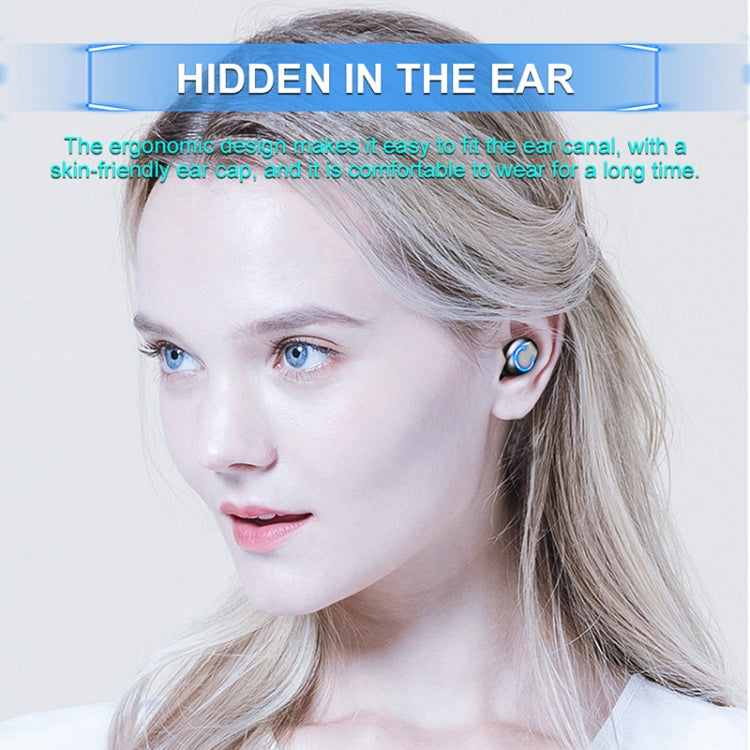 F9-6 TWS CVC8.0 Noise Cancelling Touch Bluetooth Earphone with Pull-out Cylindrical Charging Box, Support LED Power Digital Display & Call & Siri, F9-6