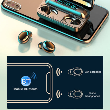 F9-5C Three-screen Digital Display Noise Reduction Bluetooth Earphone, F9-5C without Strap Black