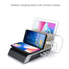 UD09 4 USB Ports Qi Standard Wireless Charger Phone Desktop Stand Holder, US Plug, US Plug