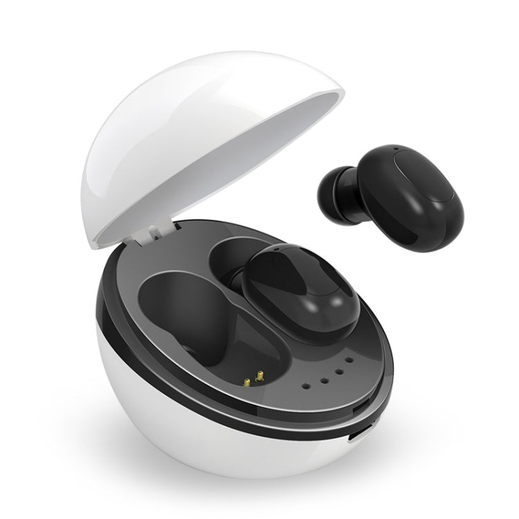 A10 TWS Space Capsule Shape Wireless Bluetooth Earphone with Magnetic Charging Box & Lanyard, Support HD Call & Automatic Pairing Bluetooth, White + Black, Black, Black White, White