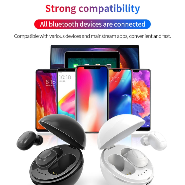 A10 TWS Space Capsule Shape Wireless Bluetooth Earphone with Magnetic Charging Box & Lanyard, Support HD Call & Automatic Pairing Bluetooth, White + Black, Black, Black White, White