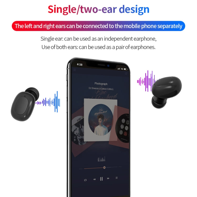 A10 TWS Space Capsule Shape Wireless Bluetooth Earphone with Magnetic Charging Box & Lanyard, Support HD Call & Automatic Pairing Bluetooth, White + Black, Black, Black White, White