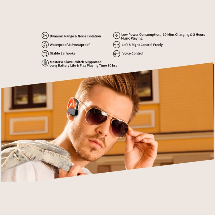 JHO-A9 TWS  Wireless Hanging Ear Type Bluetooth Earphone with Charging + Storage Integrated Zipper Bag, Support Voice Control, JHO-A9