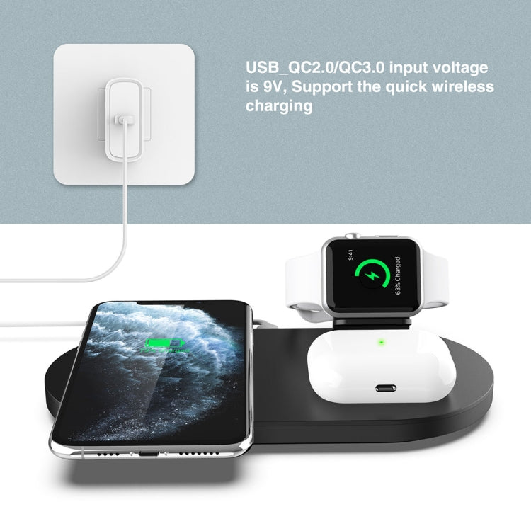 A04 3 in 1 Multi-function Qi Standard Wireless Charger for Mobile Phones & iWatch & AirPods