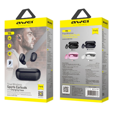 awei T6 TWS Bluetooth V5.0 Ture Wireless Sports Headset with Charging Case