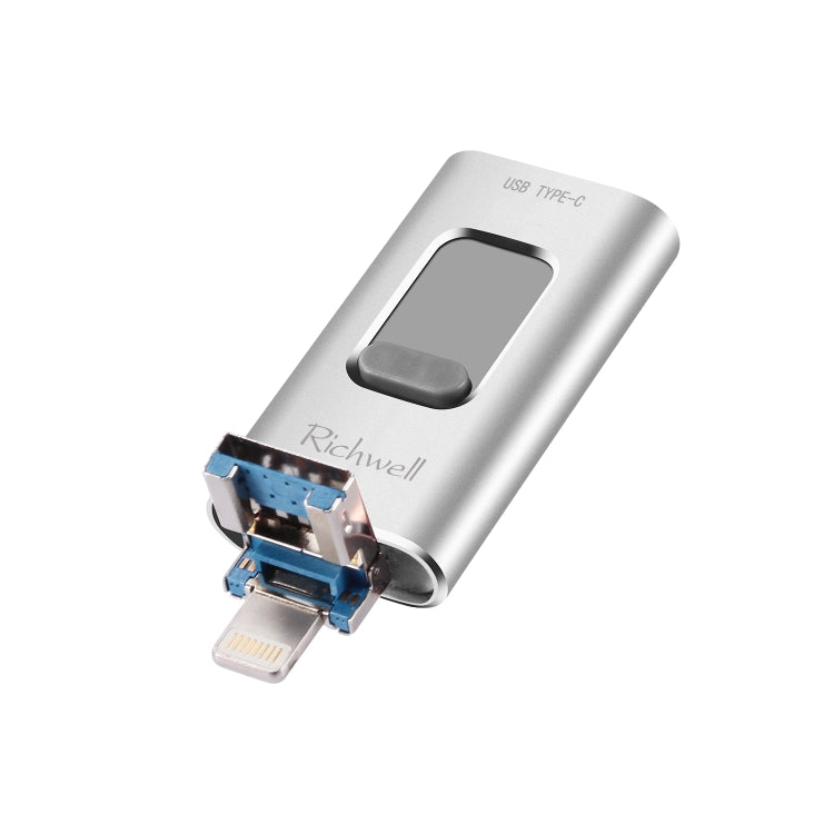 Richwell 3 in 1 16G Type-C + 8 Pin + USB 3.0 Metal Push-pull Flash Disk with OTG Function