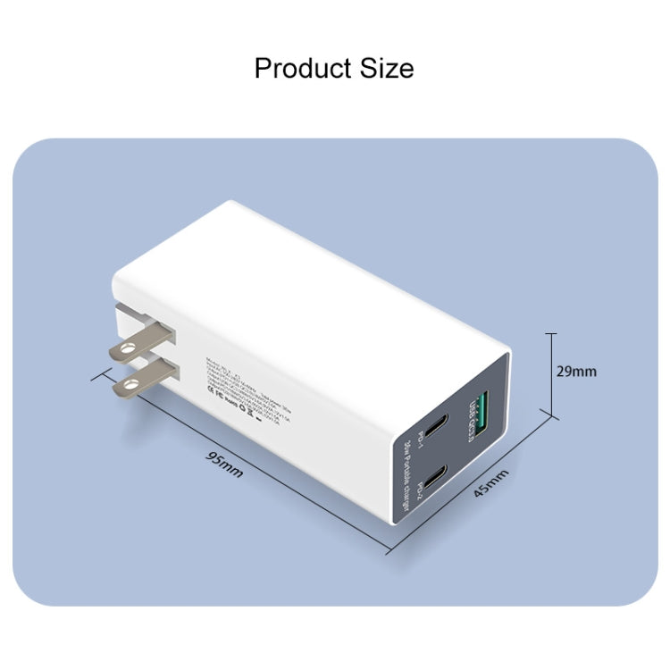 WLX-X3 36W 90 Degrees Foldable Pin Portable Multi-function USB Charger, US Plug