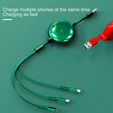WK WDC-124 3A 3 In 1 8 Pin + Type-C / USB-C + Micro USB Bona Series Telescopic Charging Data Cable, Length: 1.5m