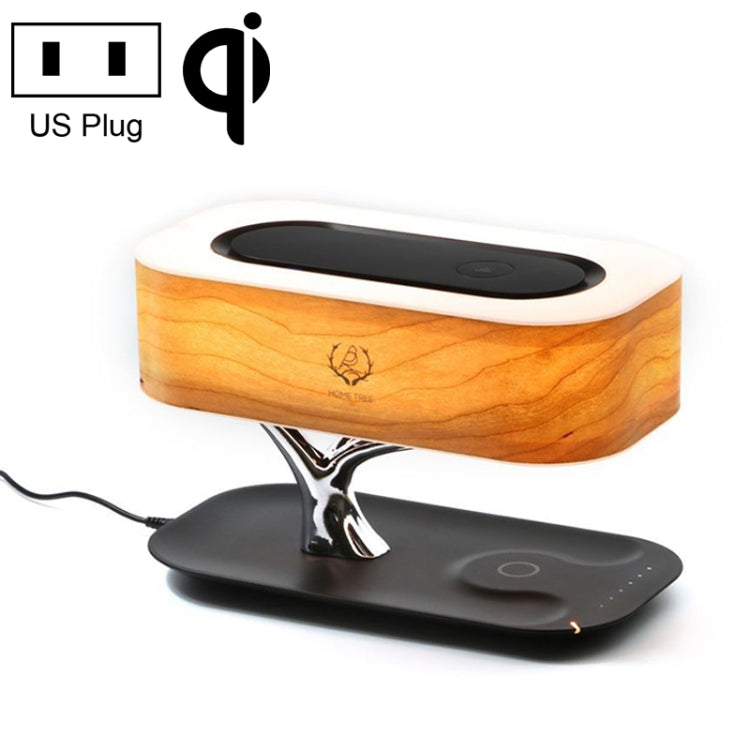 Tree Light Bluetooth Speaker Desk Lamp Phone Wireless Charger, US Plug, US Plug