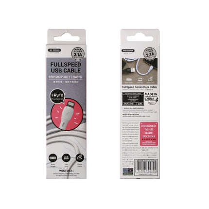 WK WDC-072 1m 2.1A Output Full Speed Series USB to 8 Pin Data Sync Charging Cable