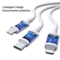 WK WDC-111 5A 3 In 1 8 Pin + Micro + Type-C / USB-C Multi-function Super-fast Charging Cable, Length: 1.3m