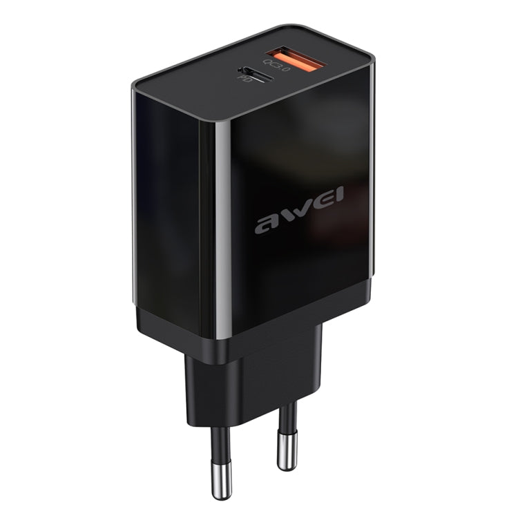 awei C-980 18W PD USB-C / Type-C + QC 3.0 USB Interface Fast Charging Travel Charger, EU Plug