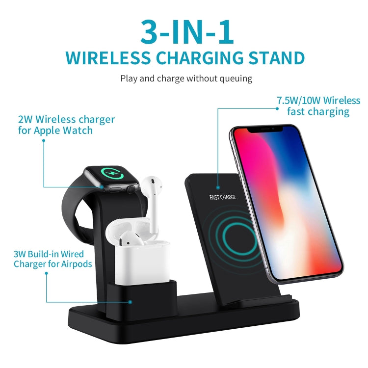 Q12 3 in 1 Quick Wireless Charger for iPhone, Apple Watch, AirPods and other Android Smart Phones