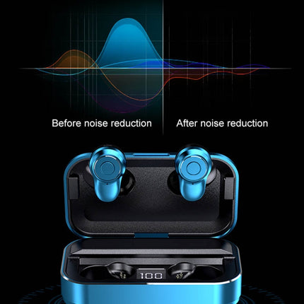 A6 TWS Bluetooth 5.0 Touch Wireless Bluetooth Earphone with Charging Box & LED Smart Digital Display, Support Voice Assistant & Memory Connection & HD Call, A6 Black