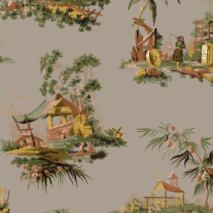 Vintage Oriental Wallpaper - Putty