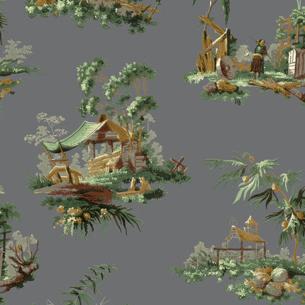 Vintage Oriental Wallpaper - Putty
