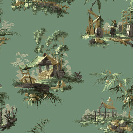 Vintage Oriental Wallpaper - Celadon