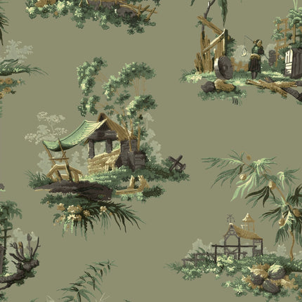 Vintage Oriental Wallpaper - Putty
