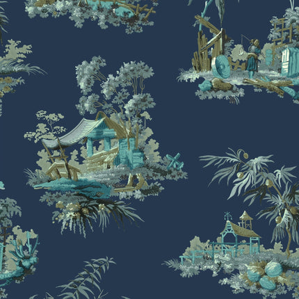 Vintage Oriental Wallpaper - Black