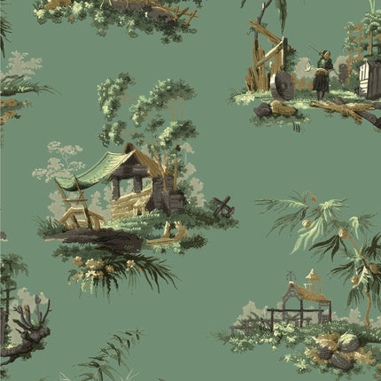 Vintage Oriental Wallpaper - Grey