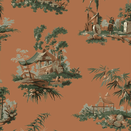 Vintage Oriental Wallpaper - Black