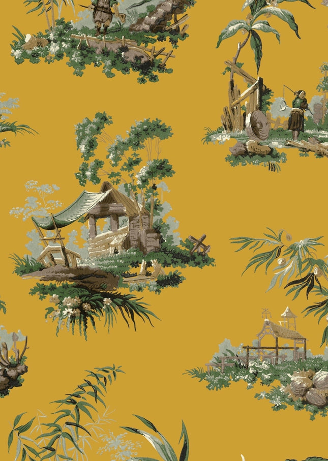 Vintage Oriental Wallpaper -  Intense Yellow
