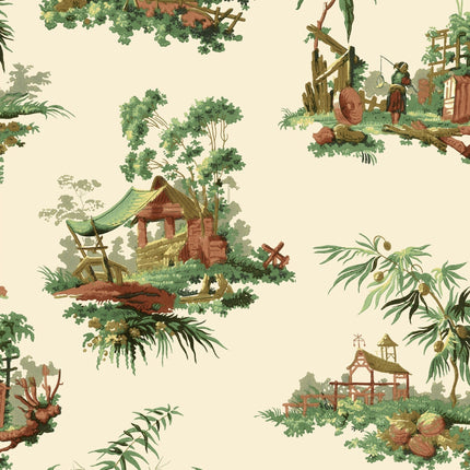 Vintage Oriental Wallpaper - Celadon