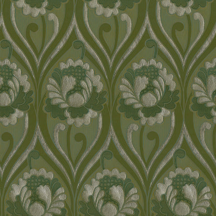 Vintage floral damask Wallpaper - Olive