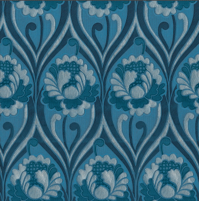 Vintage floral damask Wallpaper - Blue