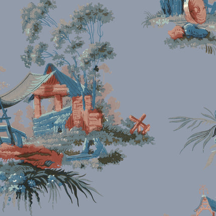 Vintage Oriental Wallpaper - Powder Blue