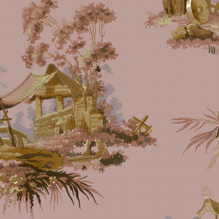 Vintage Oriental Wallpaper - Ice pink