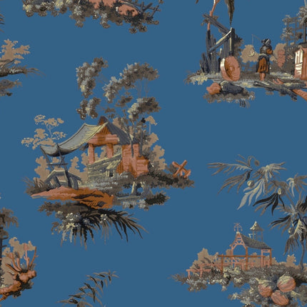 Vintage Oriental Wallpaper - Royal Blue
