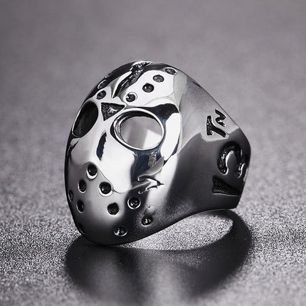 Europe and America Style Punk Gothic Rock Mask Skull Men Titanium Steel Ring, US Size: 11, Diameter: 20.7mm, Perimeter: 65mm