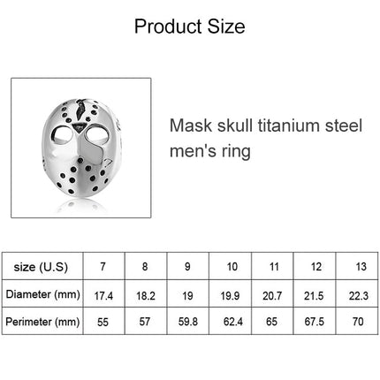 Europe and America Style Punk Gothic Rock Mask Skull Men Titanium Steel Ring, US Size: 11, Diameter: 20.7mm, Perimeter: 65mm