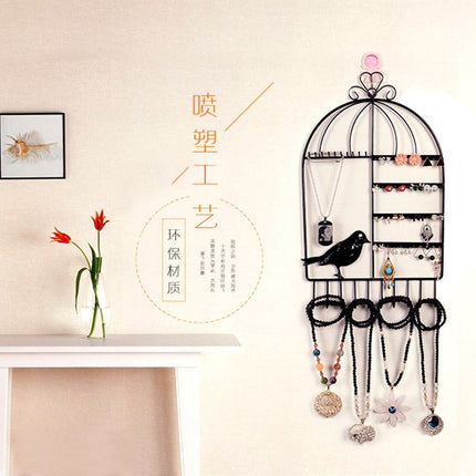 Birdcage Shape Ear Stud Earrings Bracelet Pendant Necklace Jewelry Display Storage Rack