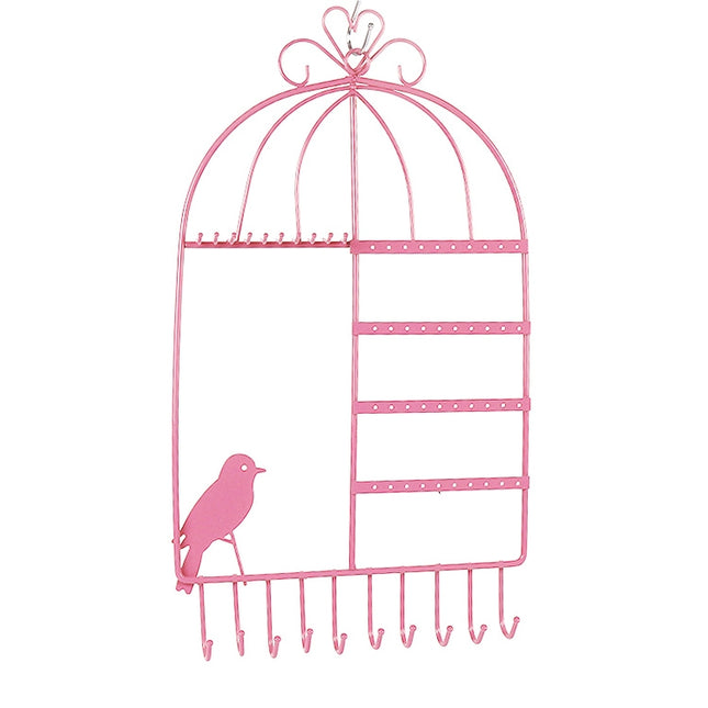 Birdcage Shape Ear Stud Earrings Bracelet Pendant Necklace Jewelry Display Storage Rack