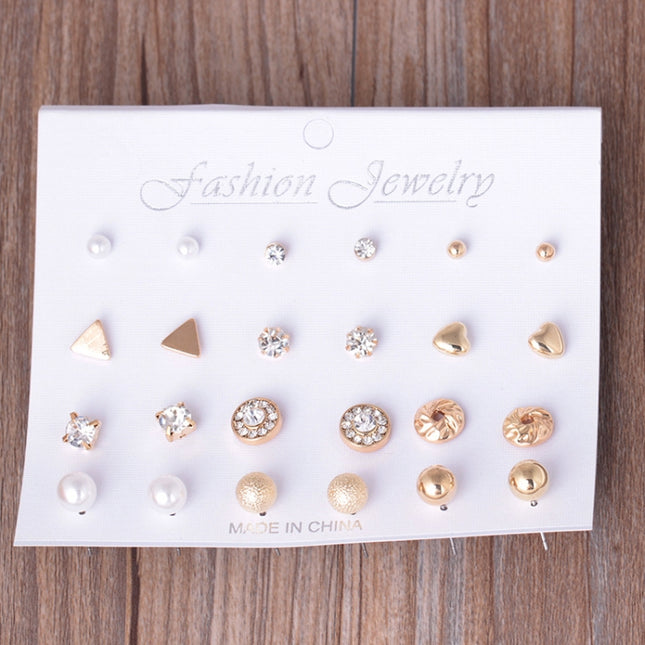 12 Pair Sets Assorted Multiple Stud Earings Jewelry Set With Card For Women And Girls(Silver), Gold, Silver