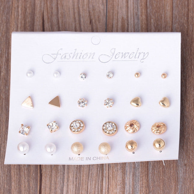 12 Pair Sets Assorted Multiple Stud Earings Jewelry Set With Card For Women And Girls(Silver)