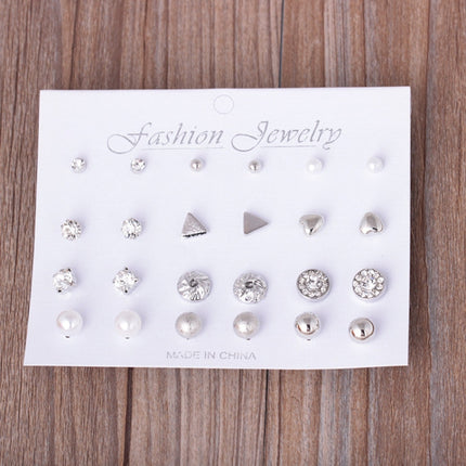 12 Pair Sets Assorted Multiple Stud Earings Jewelry Set With Card For Women And Girls(Silver), Gold, Silver