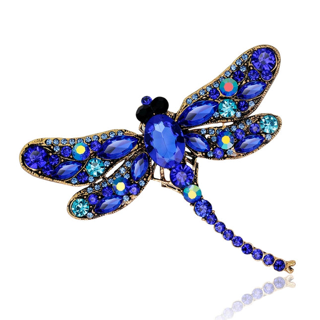 Vintage Classical Dragonfly Pattern Rhinestone Brooch, Peacock Blue, Blue, Red, Rose Red, White
