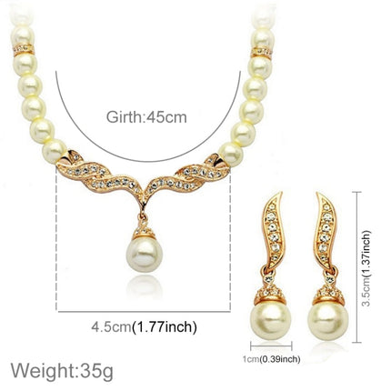 3 in 1 Bridal Accessories Lady Classic Fashion Bead Earring Necklace Jewelry Set