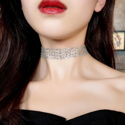 Ladies Simple Temperament Joy Super Flash Mesh Sequins Necklace Clavicle Chain