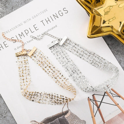 Ladies Simple Temperament Joy Super Flash Mesh Sequins Necklace Clavicle Chain