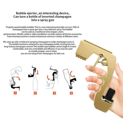 Plastic Wrapped Metal Bubbly Blaster Champagne Bottle Squirt Gun Bar Tool, Plastic Wrapped Metal
