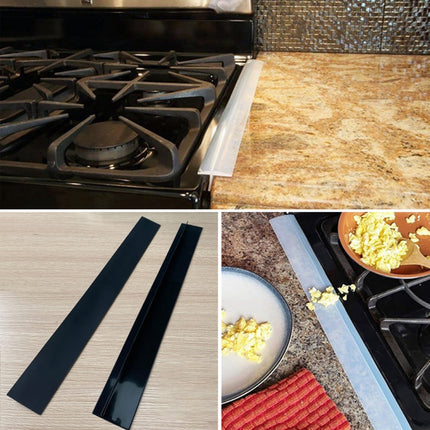 2 PCS 25 inches Gas Stove Slit Strip Antifouling Dustproof Waterproof Kitchen Sealing Strip, 25 inches (White), 25 inches, 25 inches (Black)