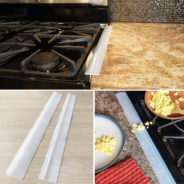 2 PCS 25 inches Gas Stove Slit Strip Antifouling Dustproof Waterproof Kitchen Sealing Strip, 25 inches (White), 25 inches, 25 inches (Black)