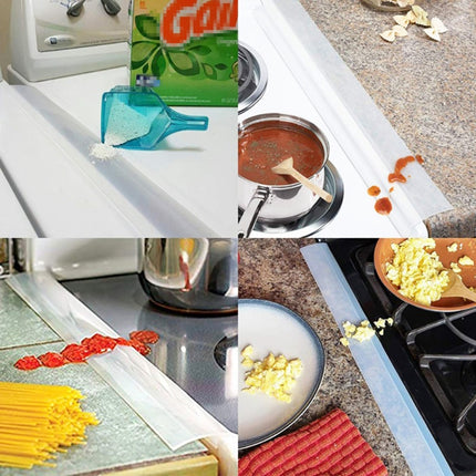 2 PCS 25 inches Gas Stove Slit Strip Antifouling Dustproof Waterproof Kitchen Sealing Strip, 25 inches (White), 25 inches, 25 inches (Black)
