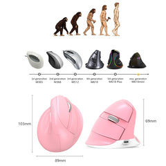 DELUX M618 Mini 2.4G Wireless 2400DPI USB Rechargeable Ergonomic Vertical Mouse, M618 Pink, M618 Grey