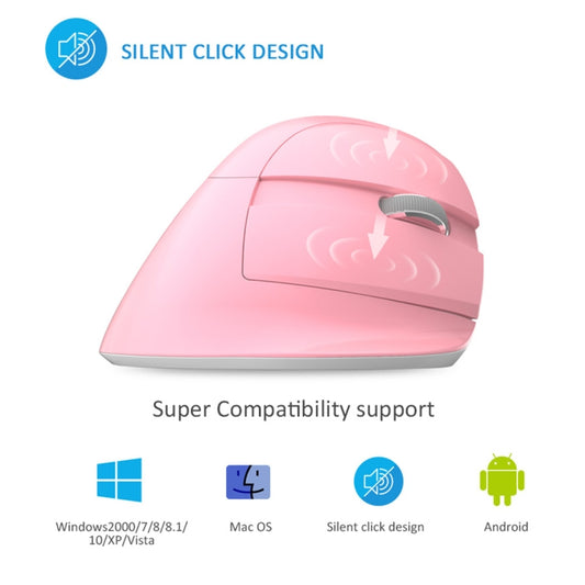 DELUX M618 Mini 2.4G Wireless 2400DPI USB Rechargeable Ergonomic Vertical Mouse, M618 Pink, M618 Grey